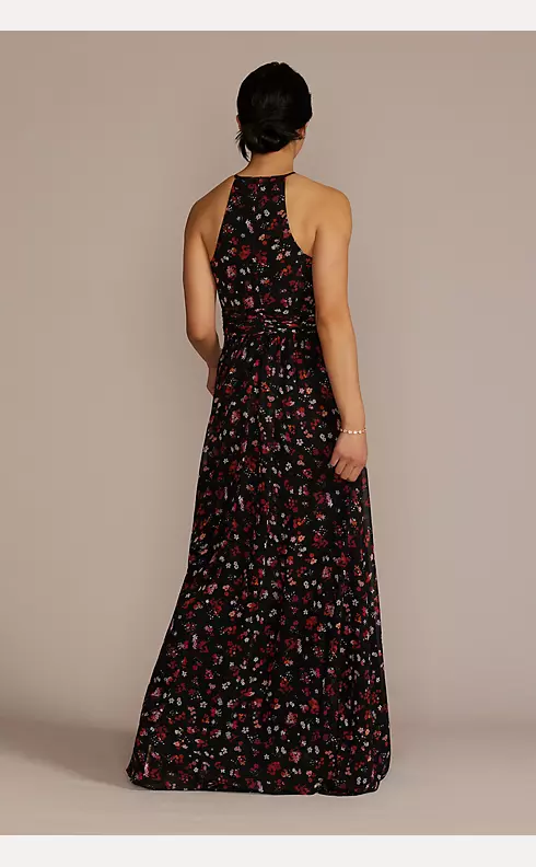 Floral Print Halter A-Line Dress with Slit Image 2