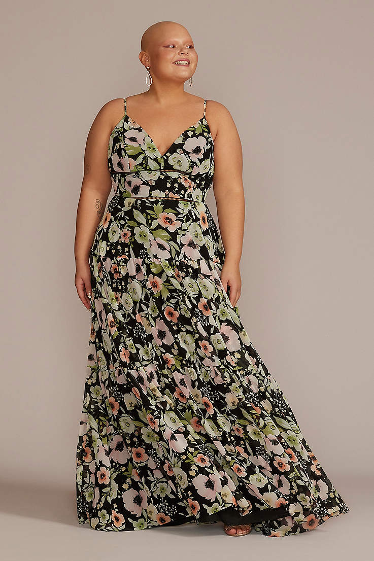 Plus Size Women Floral Printed Long Maxi Evening Party Prom Gown Formal Dress US 