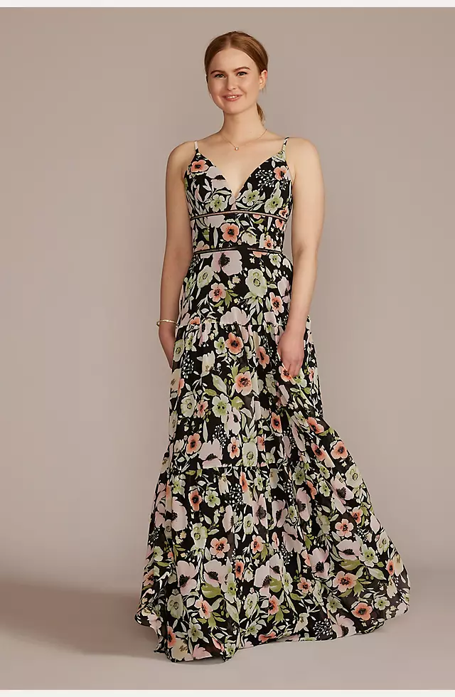 V-Neck Floral Print Maxi Dress Image
