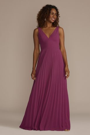 in Stock Ladivine CD242 Size 12 Lavender Long Pleated Chiffon A Line Bell Sleeve V Neck Formal Dress Bridesmaid Gown