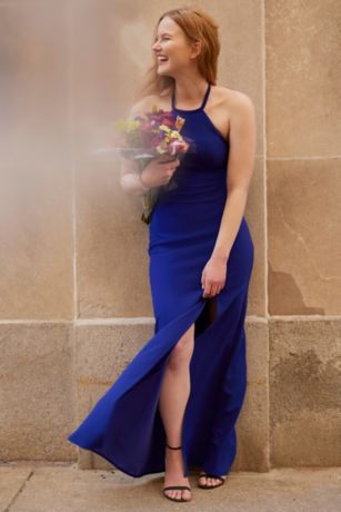 Crepe Halter Sheath with Fringe Back Image 5