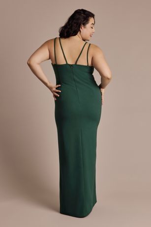 One-Shoulder Side-Draped Crepe Sheath Dress | David's Bridal