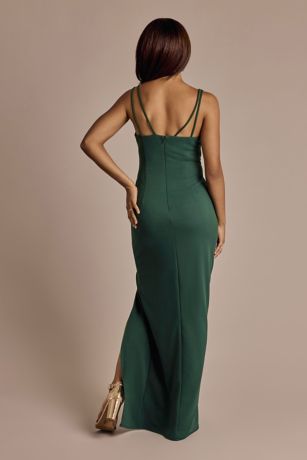 One-Shoulder Side-Draped Crepe Sheath Dress | David's Bridal