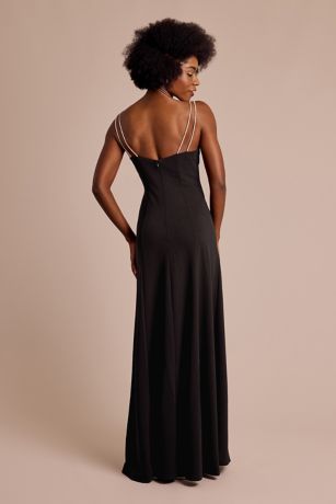 Crepe Crystal Strap A-Line Dress | David's Bridal