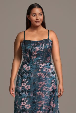 Floral Jacquard A-Line Dress with Flounce Hem