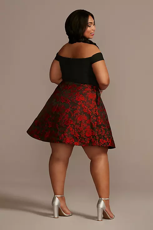 Off-the-Shoulder Plus Dress with Floral Skirt Image 2
