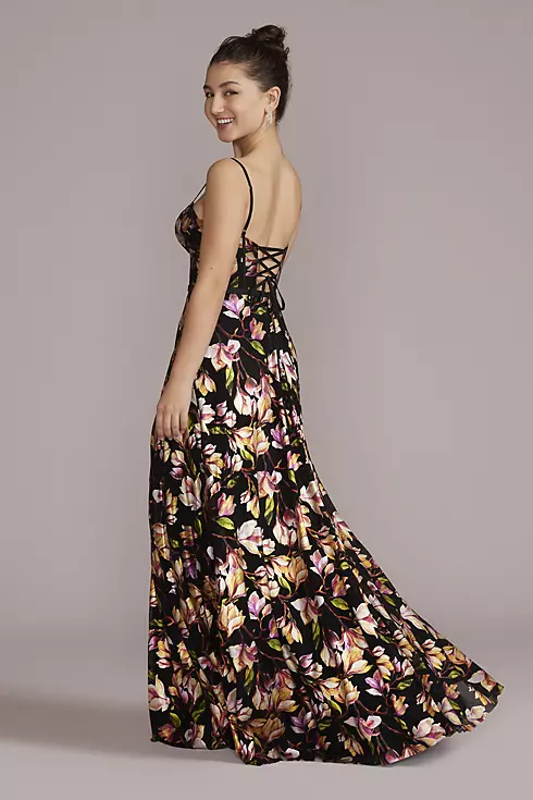 Corset Bodice Floral Patterned A-Line Dress Image 2