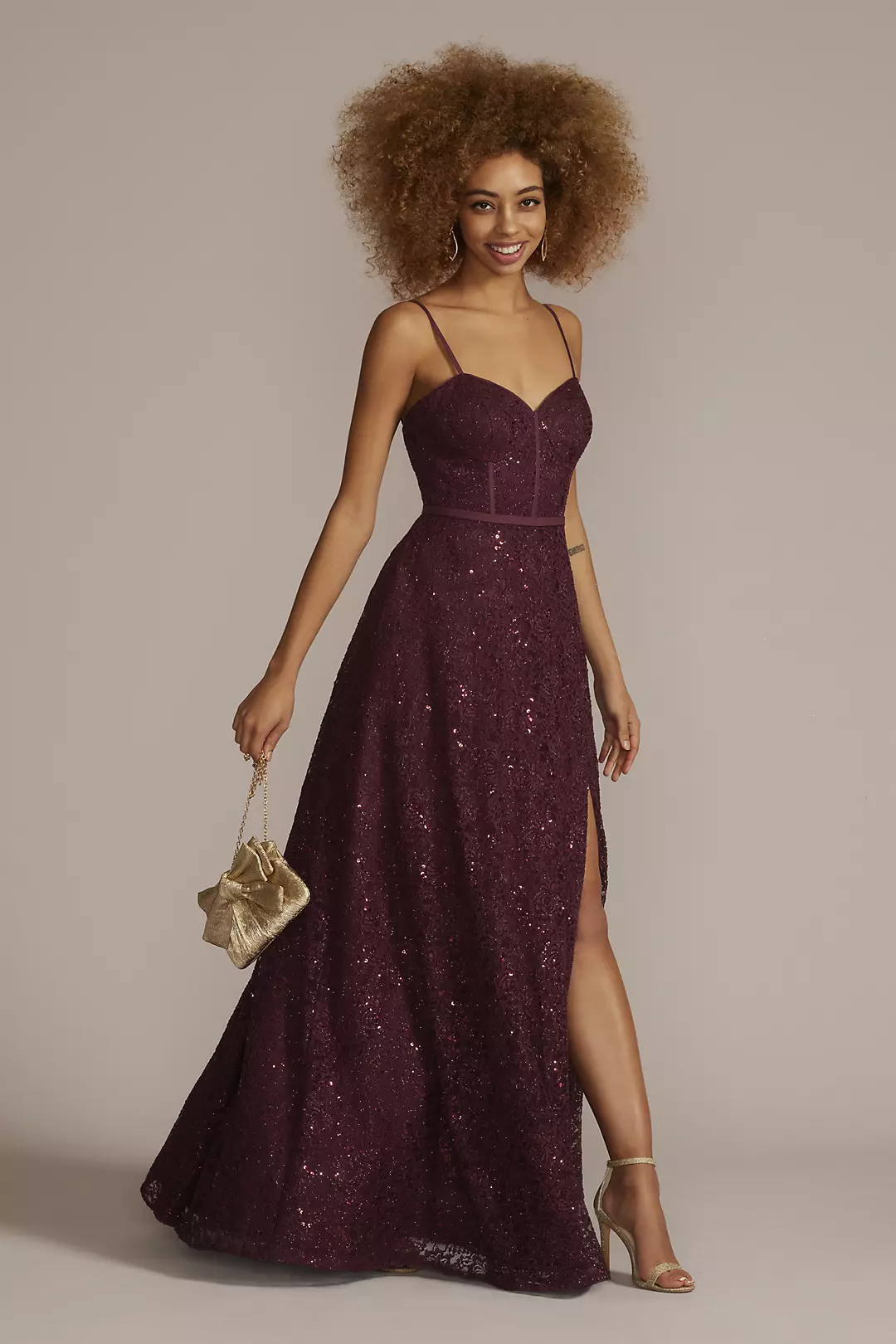 Plus Size Sparkle Lace Dress with Corset Bodice