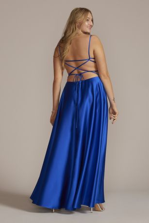Spaghetti Straps A-line Satin Max Dresses Jade Plus Size