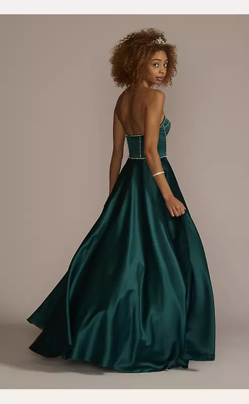 Satin Ball Gown with Jewel Embellished Bodice Image 2