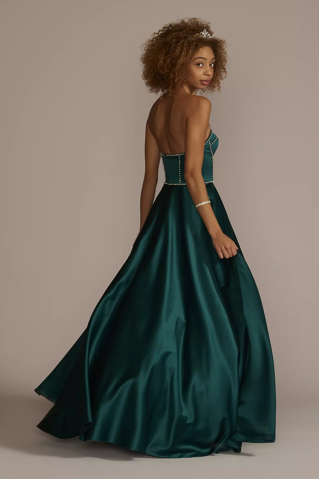 Satin Ball Gown with Jewel Embellished Bodice Image 2