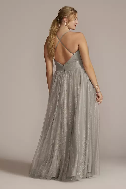 Deep-V Sparkle A-Line Prom Dress Image 2