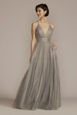 Deep-V Sparkle A-Line Prom Dress