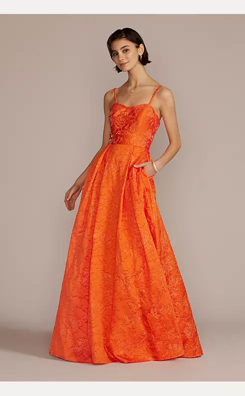 Strapless Brocade Prom Ball Gown Image 1