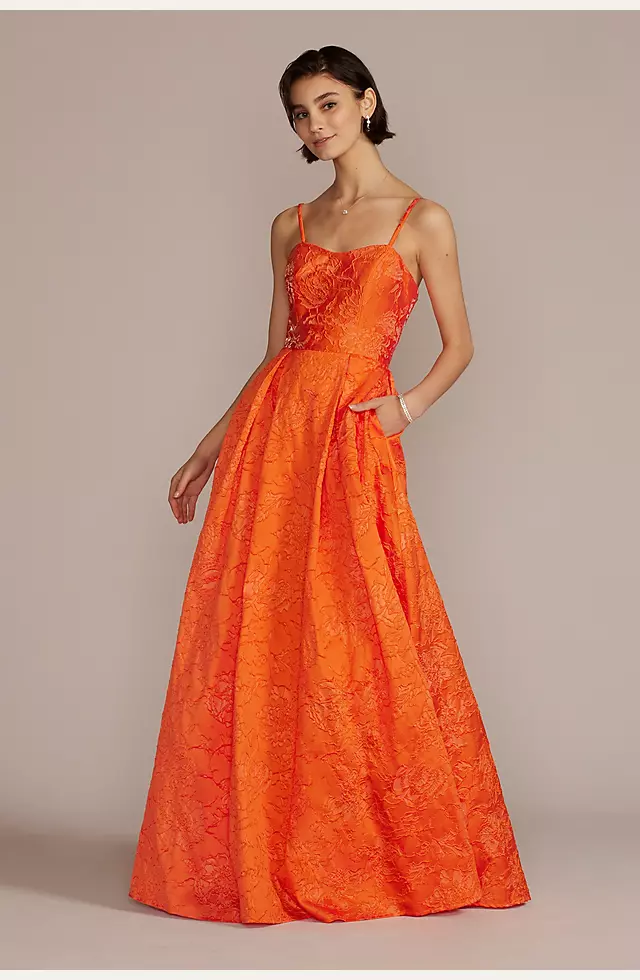 Strapless Brocade Prom Ball Gown Image