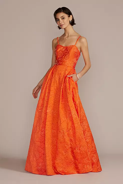 Strapless Brocade Prom Ball Gown Image 1