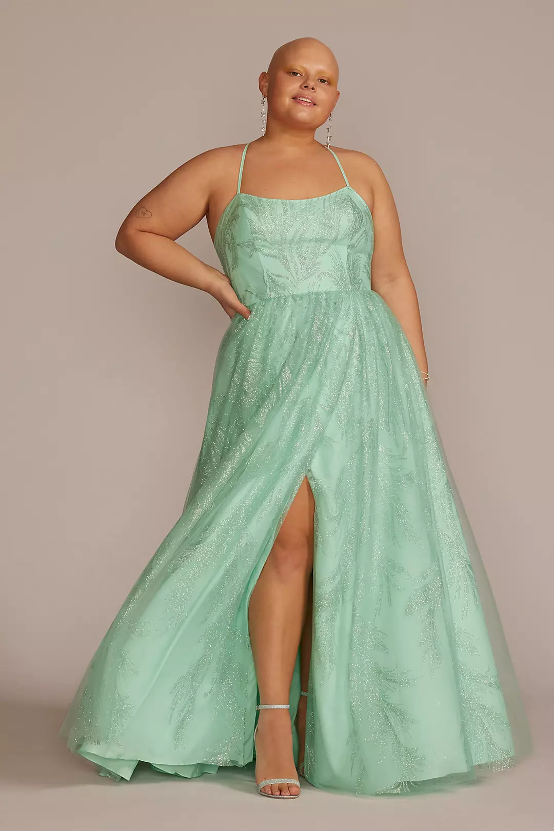 Glitter Embellished A-Line Prom Dress Image