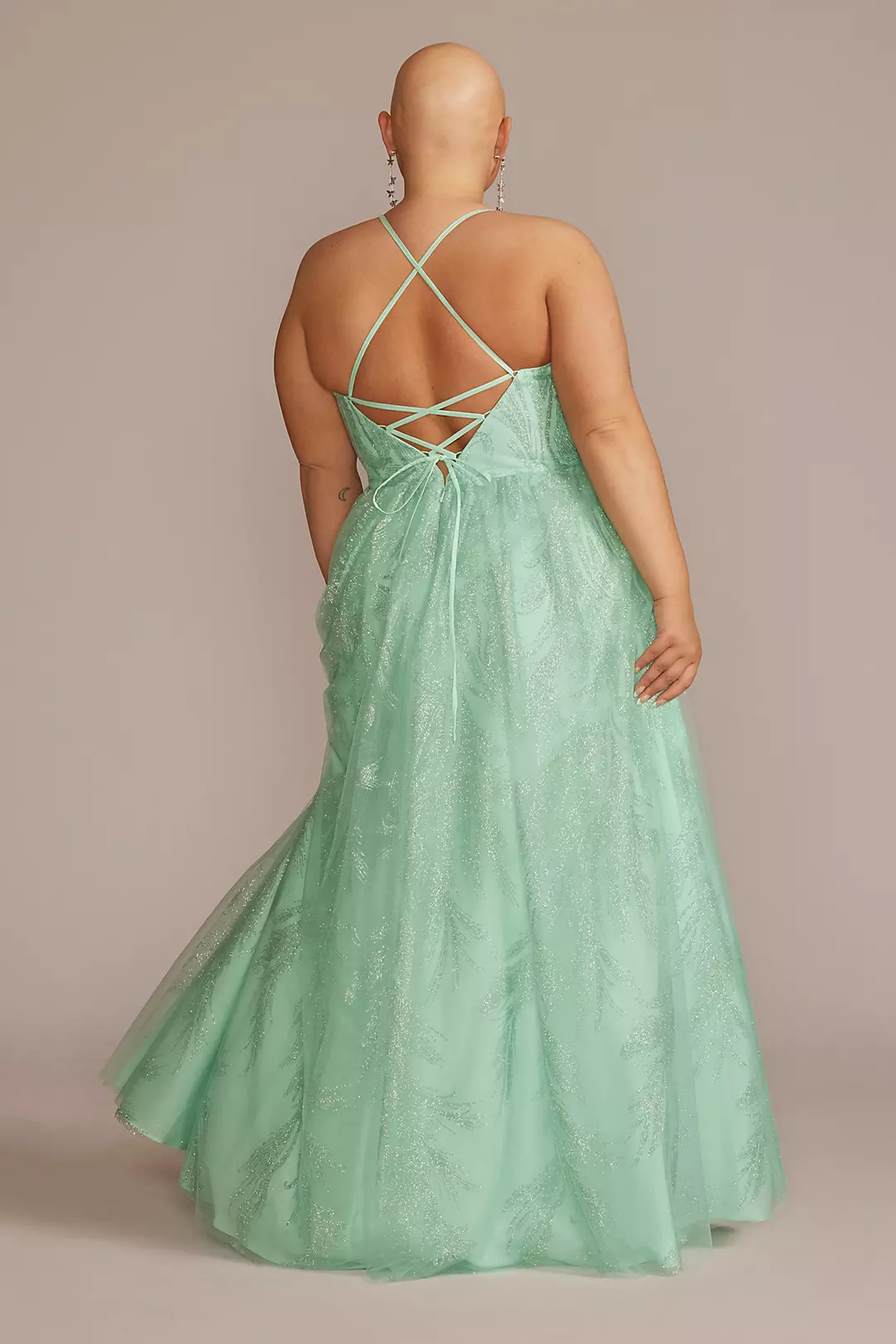 Glitter Embellished A-Line Prom Dress Image 2
