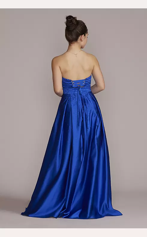 Strapless Satin A-Line with Pleated Skirt Image 2