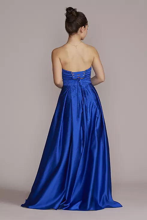 Strapless Satin A-Line with Pleated Skirt Image 2