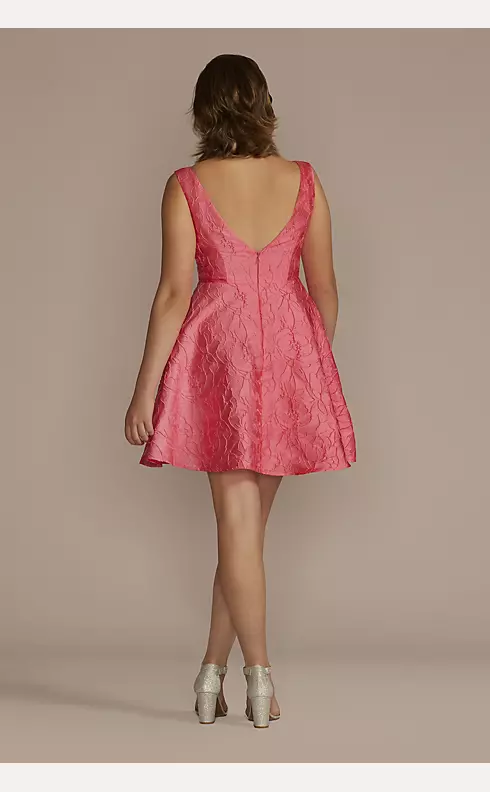 Short Jacquard A-Line Dress with Cutout Image 2