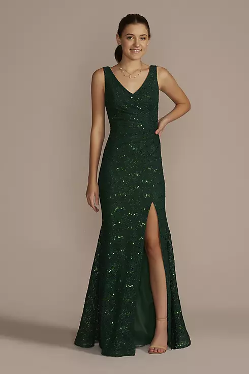 Glitter Sequin Lace Tank Mermaid Dress Image 1