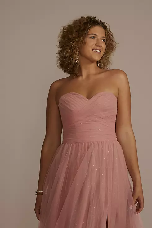 Off-the-Shoulder Glitter Tulle Ball Gown Image 3