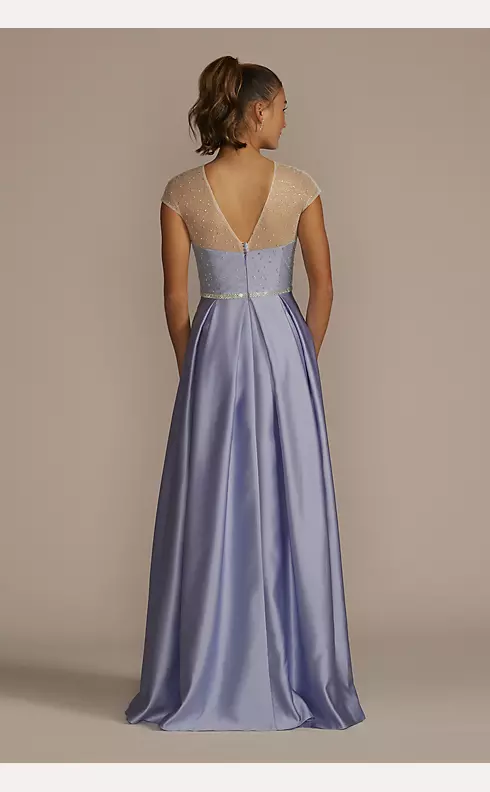 Satin Ball Gown with Sheer Embellished Top Image 2