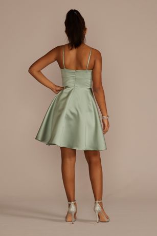 Sage Green a Line Knee Length Dress