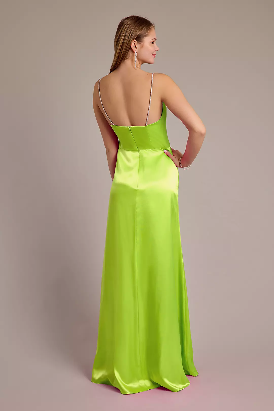 Charmeuse V-Neck Dress with Crystal Straps | David's Bridal Charmeuse V-Neck Dress with Crystal Straps | David's Bridal