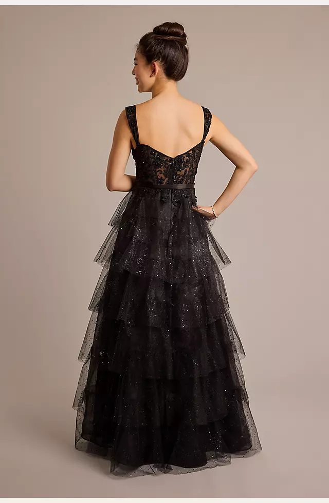 Tiered Ball Gown with Illusion Bodice Image 3