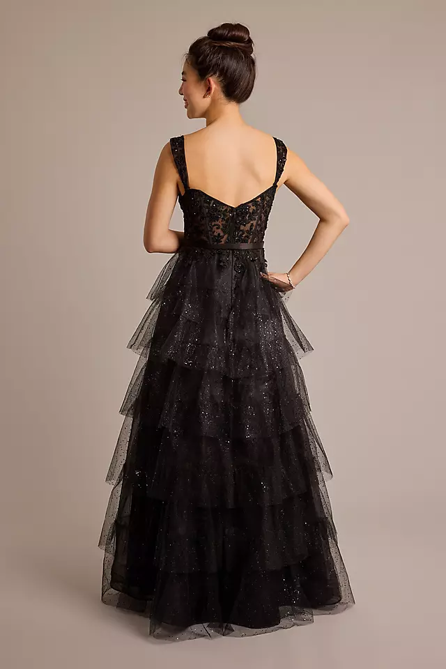 Tiered Ball Gown with Illusion Bodice Image 3