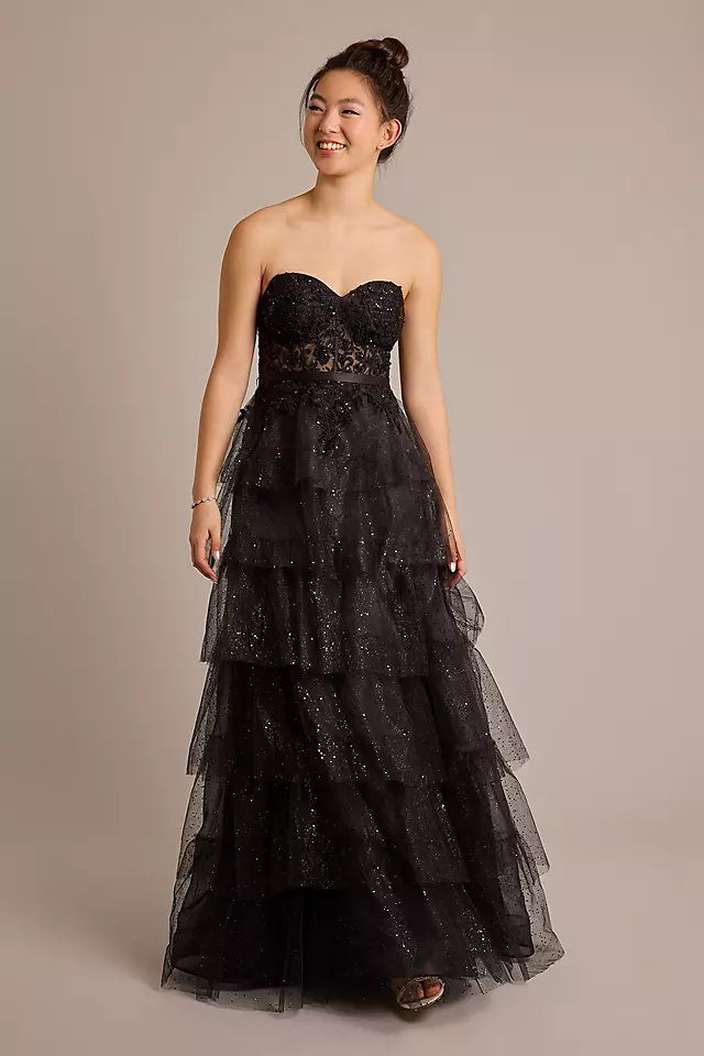 Tiered Ball Gown with Illusion Bodice Image