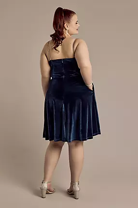 Crystal Rope Strap Velvet A-Line Short Dress | David's Bridal Crystal Rope Strap Velvet A-Line Short Dress | David's Bridal