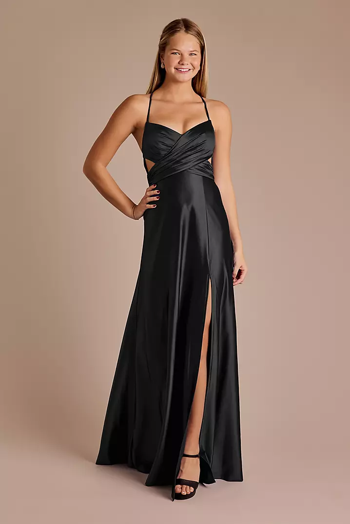 black silk a line dress Off The Shoulder Midi Black Tie Dress with Slit