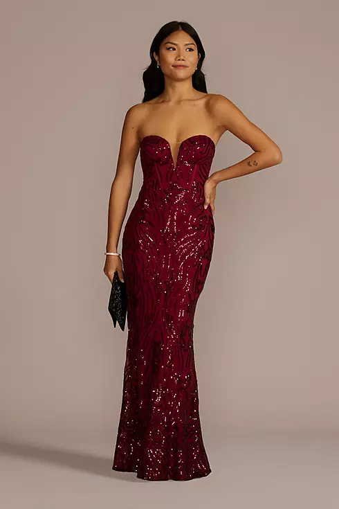 Sequin Strapless Gown with Sweetheart Neckline Image 1