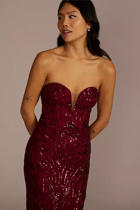 Sequin Strapless Gown with Sweetheart Neckline Image 3