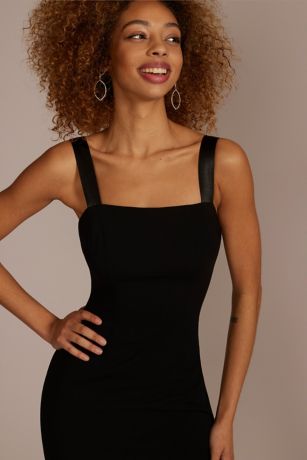 Square Neck Stretch Crepe Midi Dress | David's Bridal