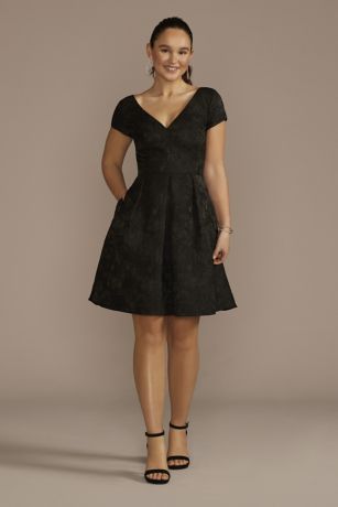 Textured Jacquard Short A-Line Dress