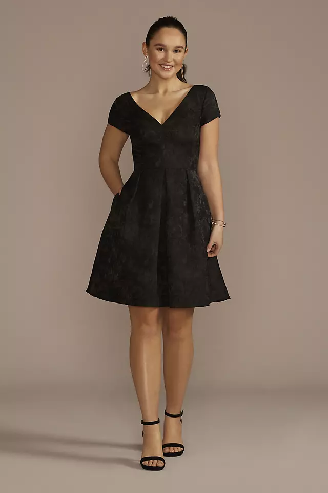 Textured Jacquard Short A-Line Dress Image 1