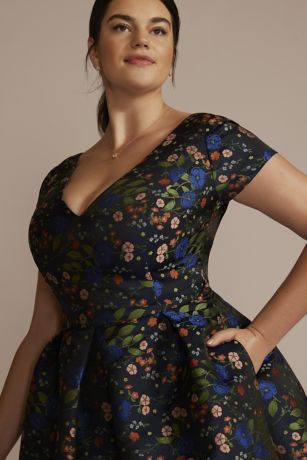 ANDRÉSD V line jacquard dress Floral Jacquard Short A-Line Dress | David's Bridal