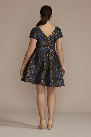 Floral Jacquard Short A-Line Dress | David's Bridal
