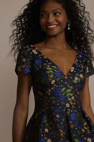 Floral Jacquard Short A-Line Dress | David's Bridal