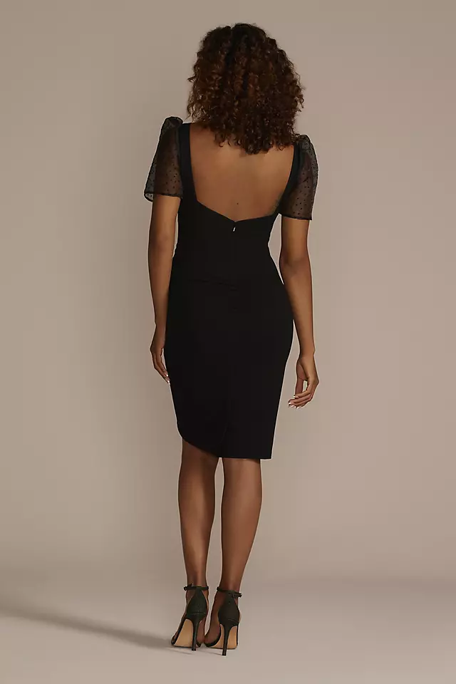 Ruched Crepe Sheath with Pindot Sleeves Image 2