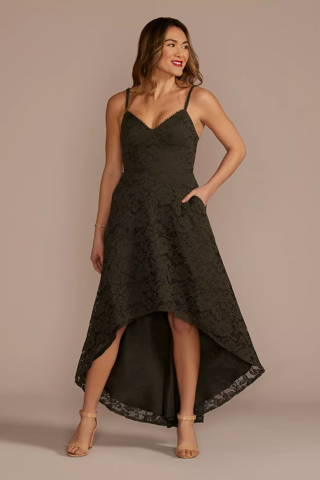 High-Low Corded Lace A-Line Dress Image