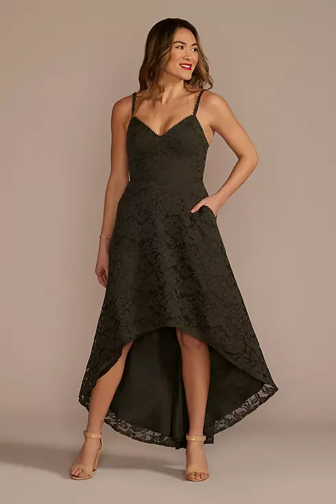 High-Low Corded Lace A-Line Dress Image 1