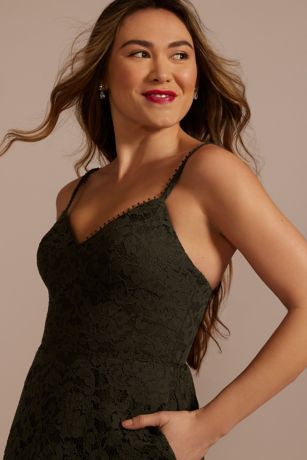 High-Low Corded Lace A-Line Dress | David's Bridal