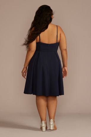 navy blue dress for baby girl Sleek Plunge A-Line Dress Navy main image 0