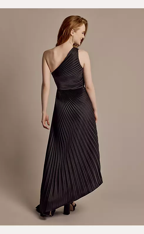 One-Shoulder Pleated Midi Dress Image 2