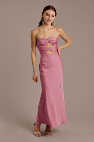 Strapless Double Cutout A-Line Midi Dress | David's Bridal